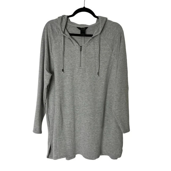 Ali Miles Hooded Sweatshirt Women’s XL Gray casual athleisure preppy stretch - Picture 1 of 9